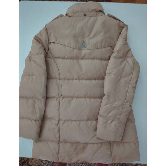 LANDS' END Down Puffer Coat Full Zip Side pockets Tan Car Coat Women's M (10-12) - Picture 9 of 9